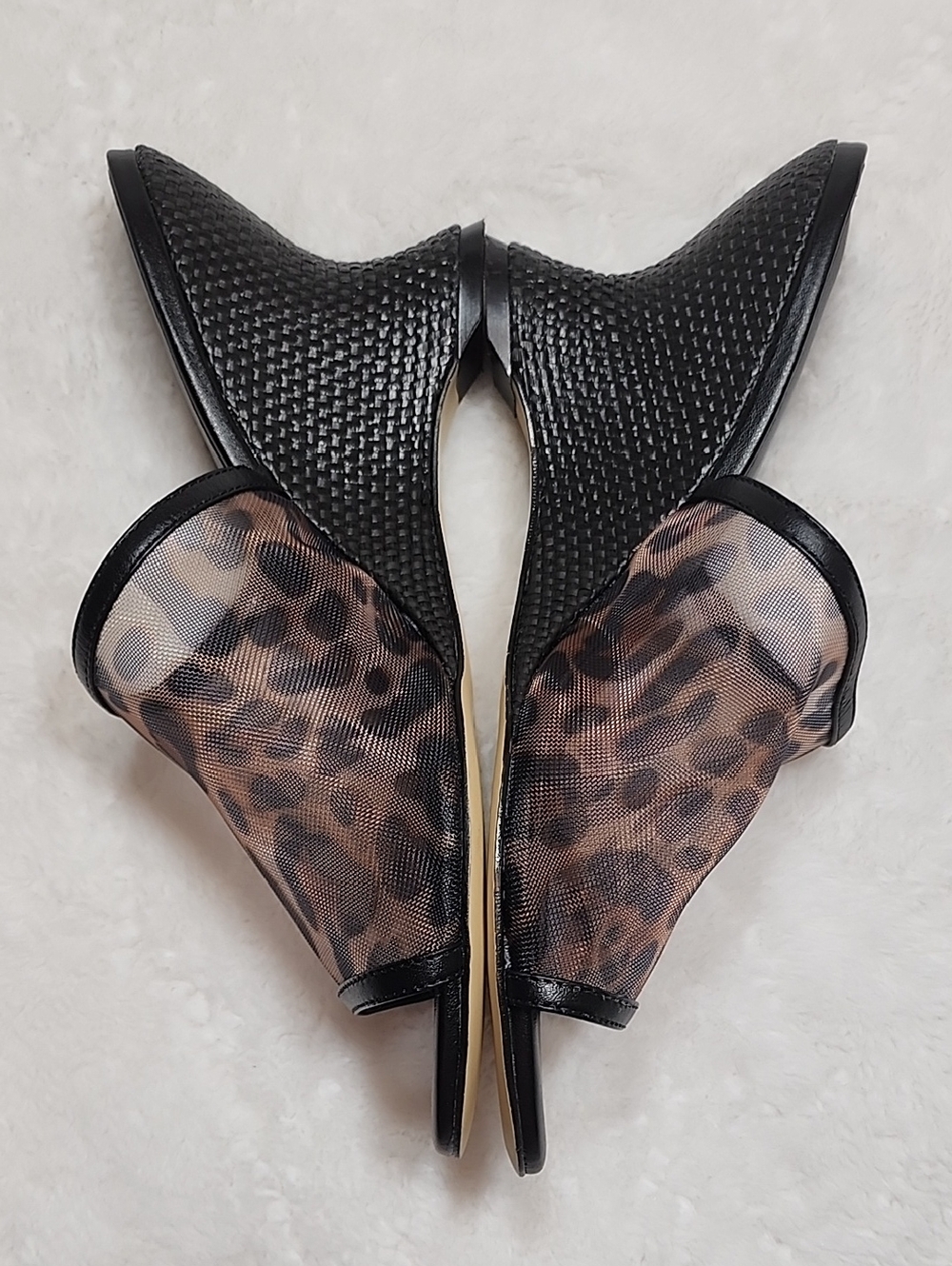 Anthropologie Maeve leopard print mesh mule wedge heels Size 7 - Picture 7 of 16